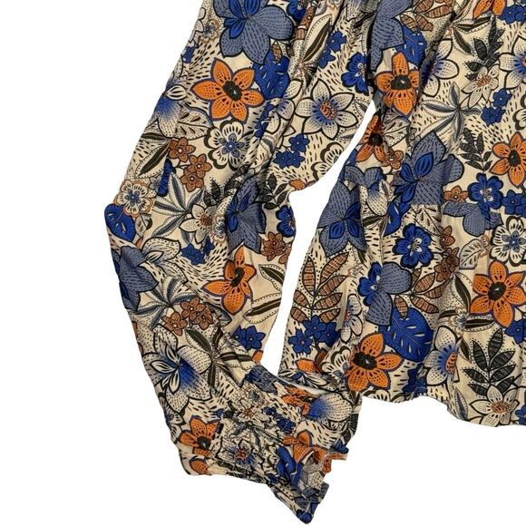 Harni the Label  Blue Floral Peasant Blouse Top Oversized XS - Picture 4 of 12